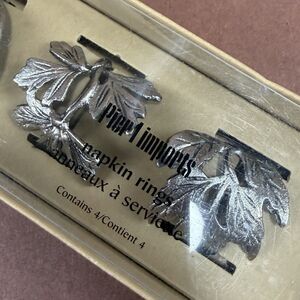 Pier 1 Leaf Napkin Rings Set of 4 Metal Fall Leaf Motif - New